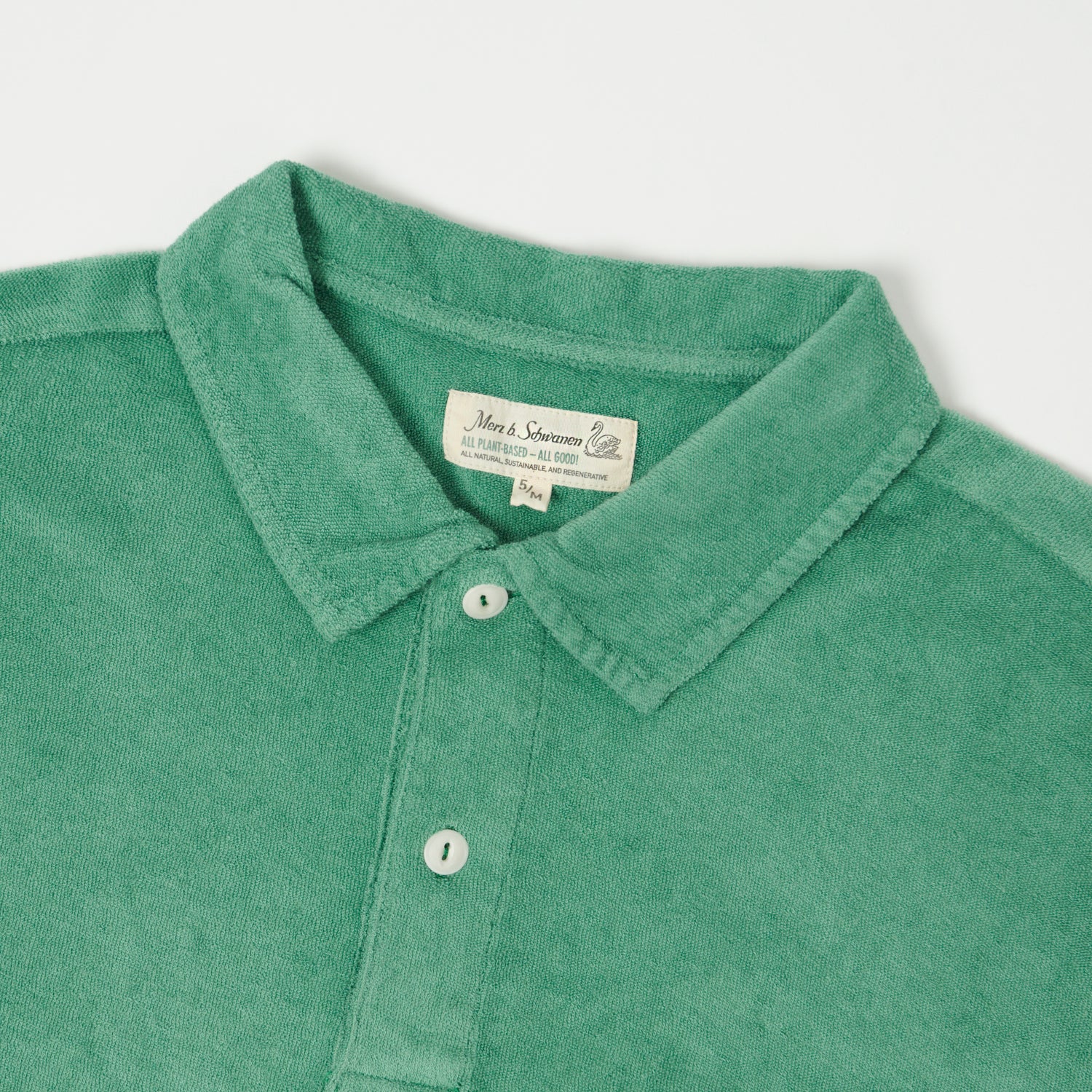 Merz b. Schwanen 'Good Basics' Plant Based Terry Polo Shirt - Grass