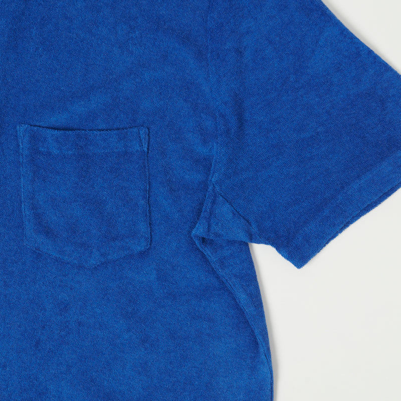 Merz b. Schwanen TPLP02 Plant Based Terry Polo Shirt - Vintage Blue