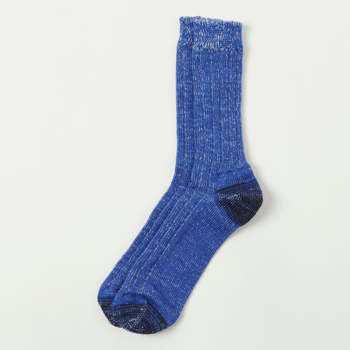 Merz b. Schwanen W72 Merino Wool Sock - Electric Blue/Nature Melange