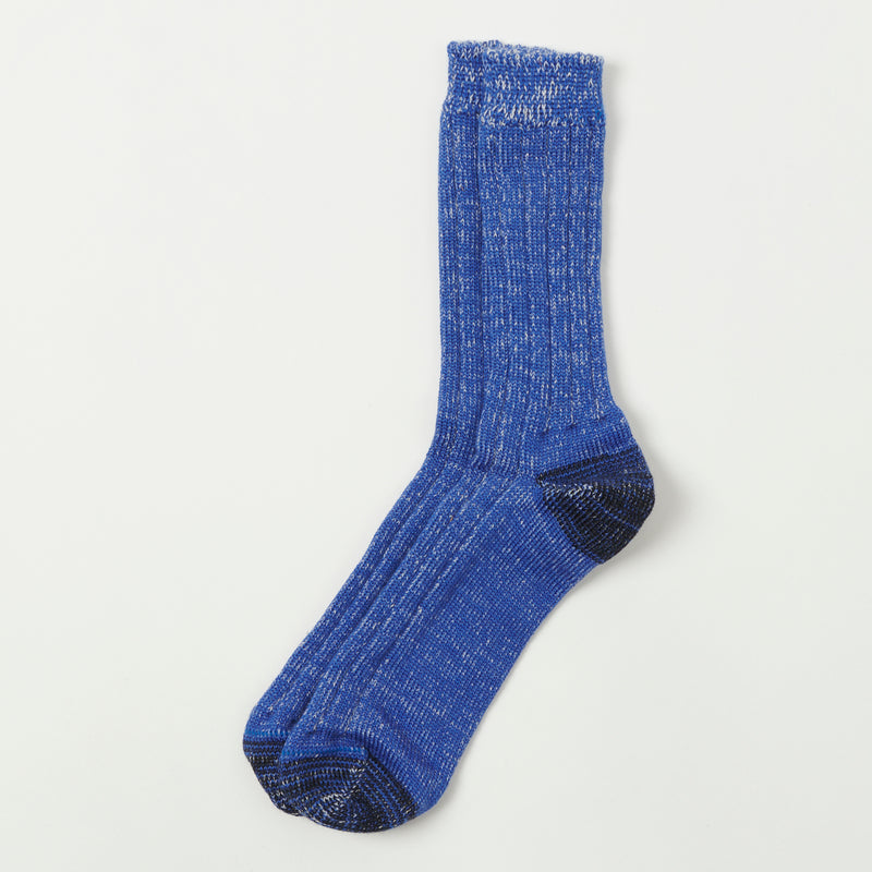 Merz b. Schwanen W72 Merino Wool Socks - Electric Blue/Nature Melange