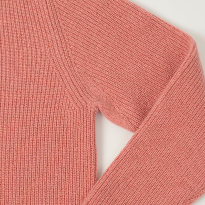 Merz b. Schwanen 'Good Basics' Wool Cashmere Ribbed Knit Pullover - Rosewood