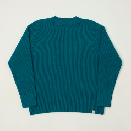 Merz b. Schwanen 'Good Basics' Wool Cashmere Ribbed Knit Pullover - Carbon Blue