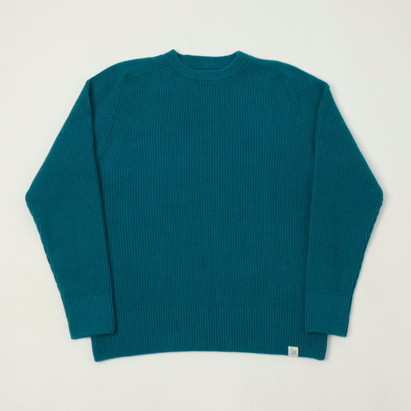 Merz b. Schwanen 'Good Basics' Wool Cashmere Ribbed Knit Pullover - Carbon Blue