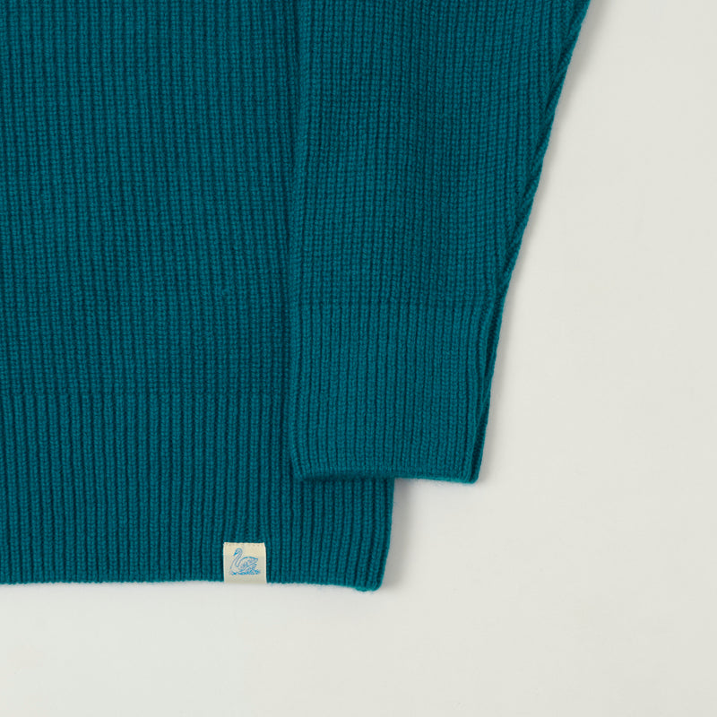 Merz b. Schwanen 'Good Basics' Wool Cashmere Ribbed Knit Pullover - Carbon Blue