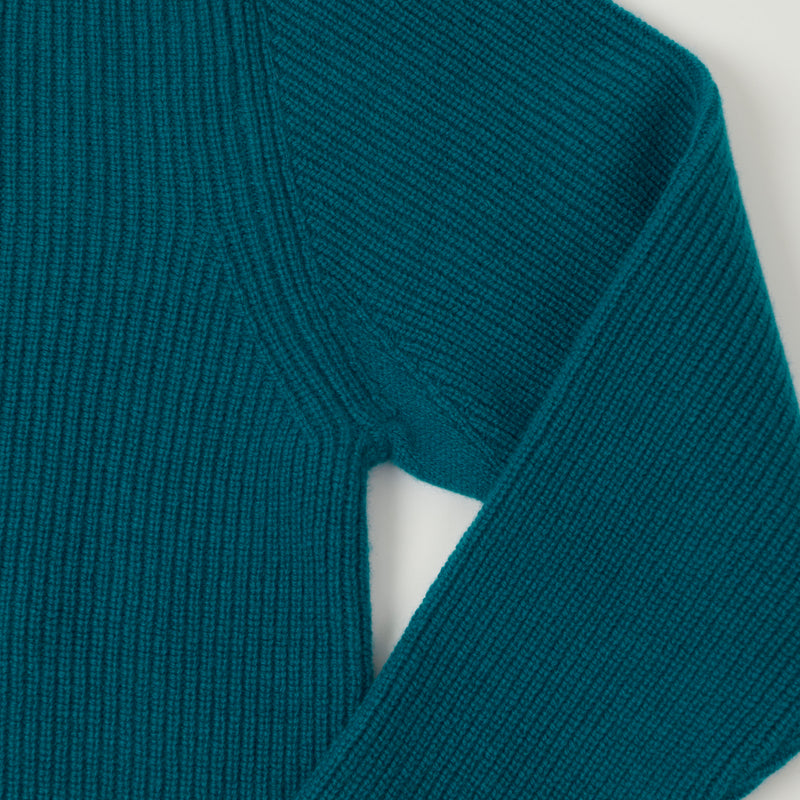 Merz b. Schwanen 'Good Basics' Wool Cashmere Ribbed Knit Pullover - Carbon Blue