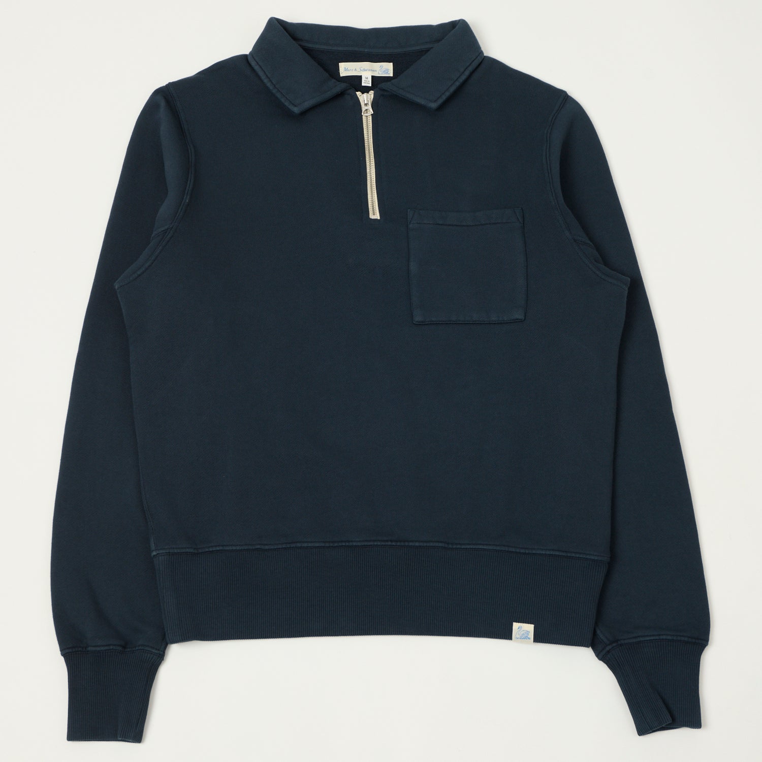 Merz b. Schwanen 'Good Basics' Quarter Zip Sweatshirt - Denim Blue