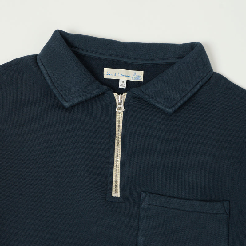 Merz b. Schwanen ZIPC01 Collar Sweatshirt - Denim Blue