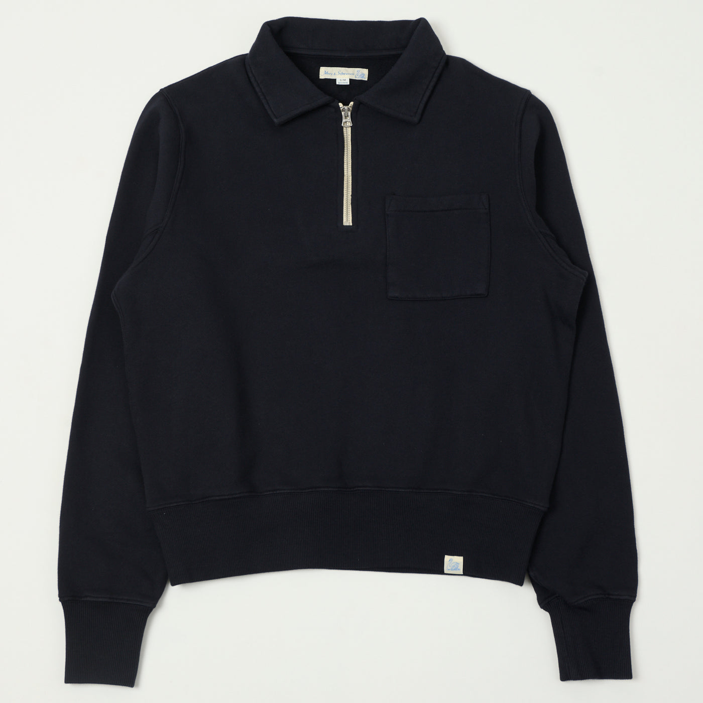 Merz b. Schwanen 'Good Basics' Quarter Zip Sweatshirt - Dark Navy