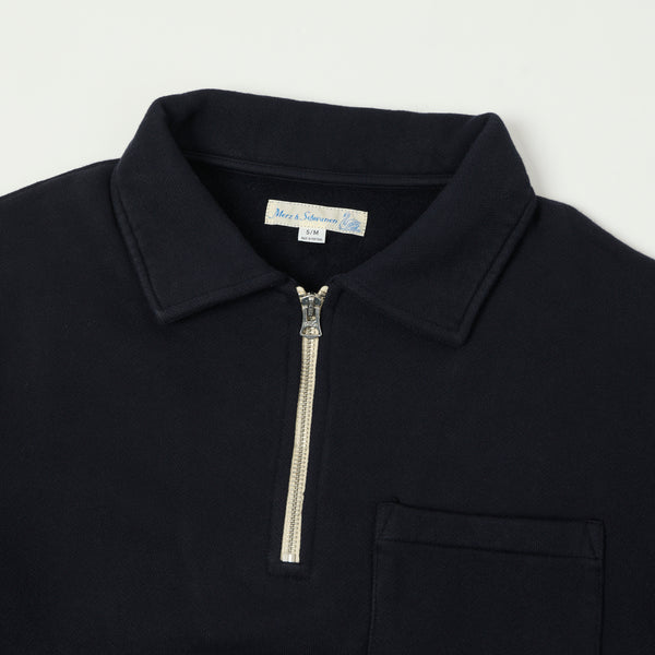 Merz b. Schwanen ZIPC01 Collar Sweatshirt - Navy