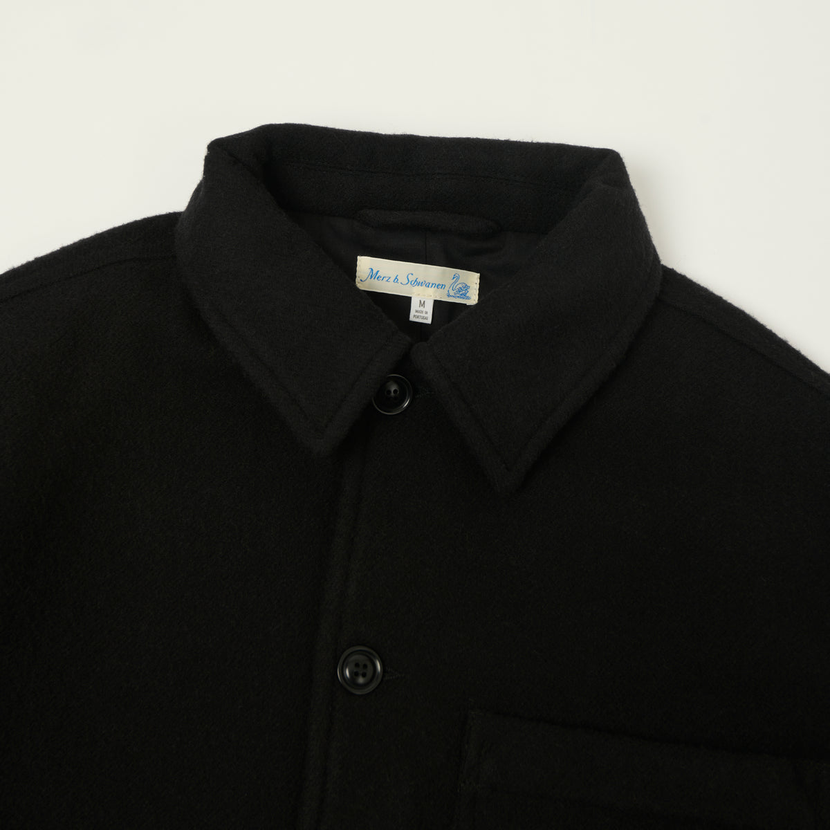 Merz b. Schwanen Relaxed Fit Wool Unisex Jacket - Deep Black