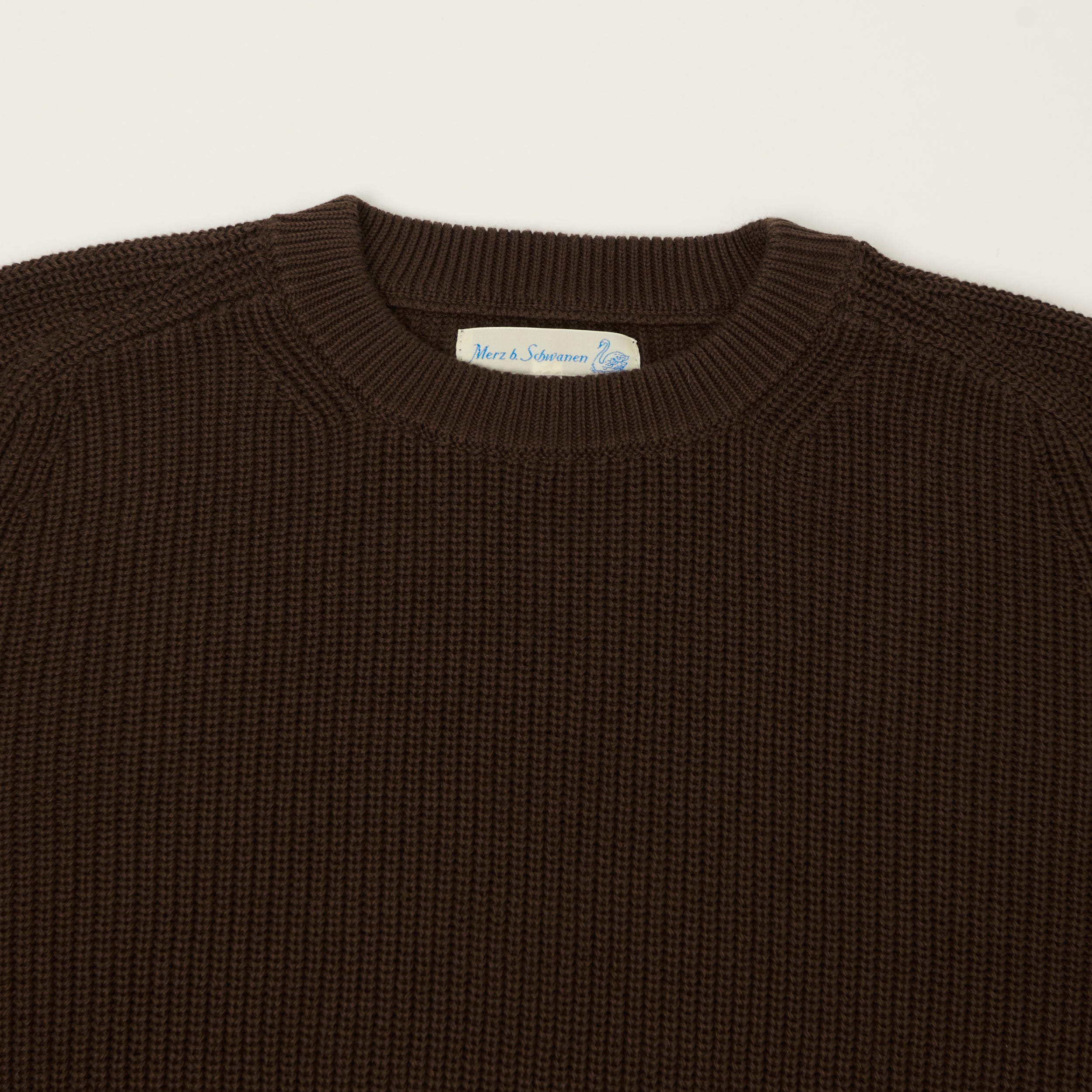 Merz b. Schwanen 'Good Basics' Cotton Ribbed Sweater - Chocolate