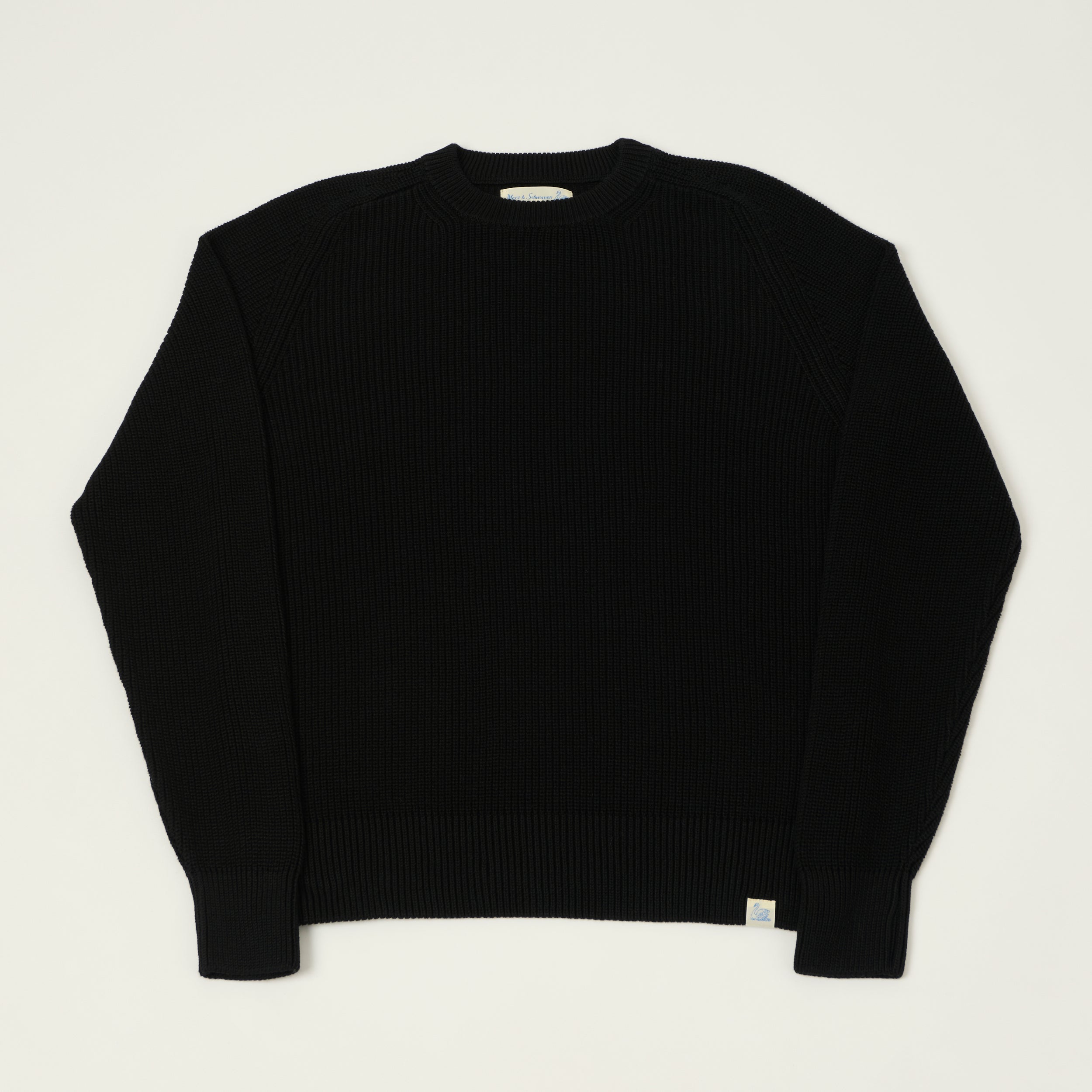 Merz b. Schwanen 'Good Basics' Cotton Ribbed Sweater - Deep Black