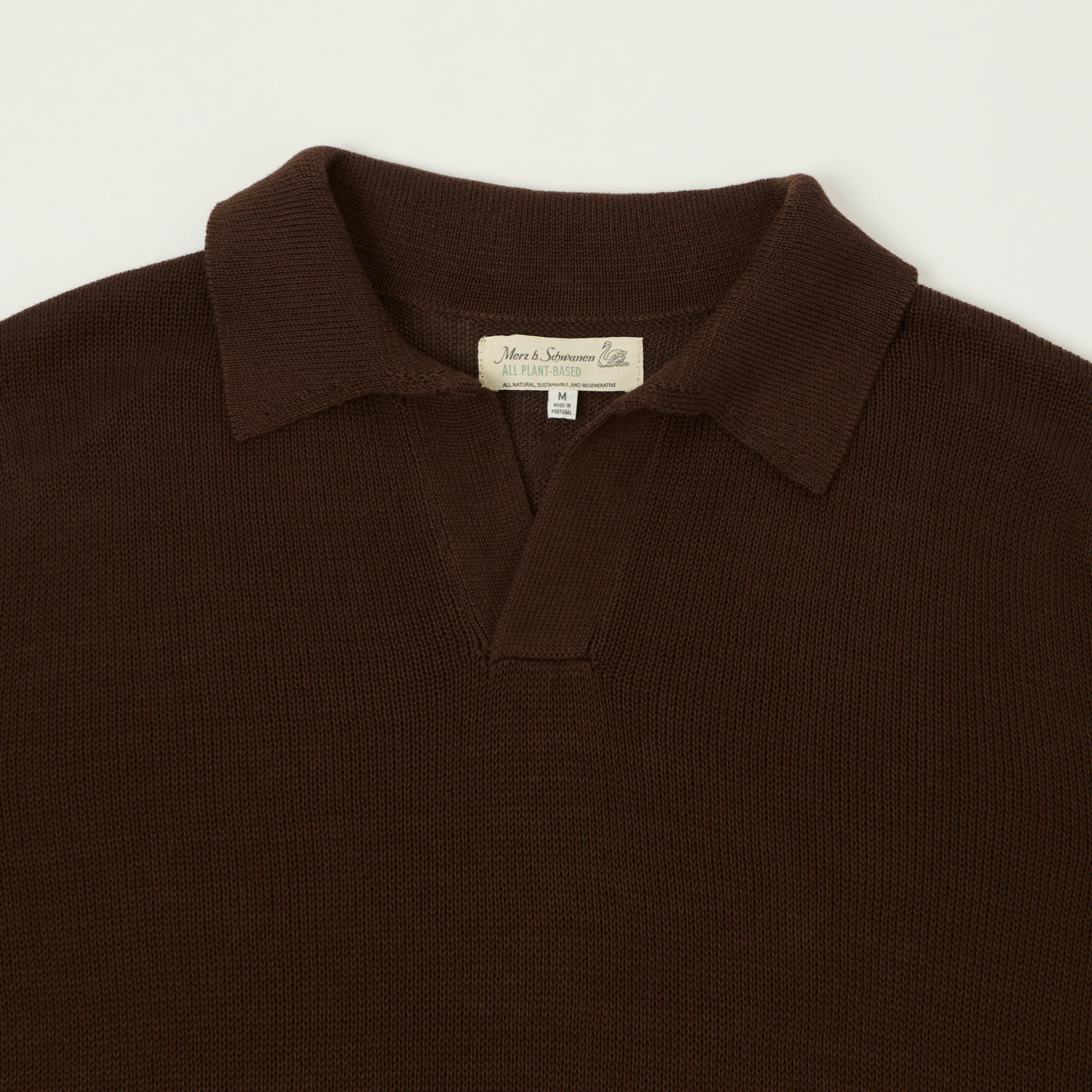 Merz b. Schwanen 'Good Basics' Knitted Polo Shirt - Chocolate