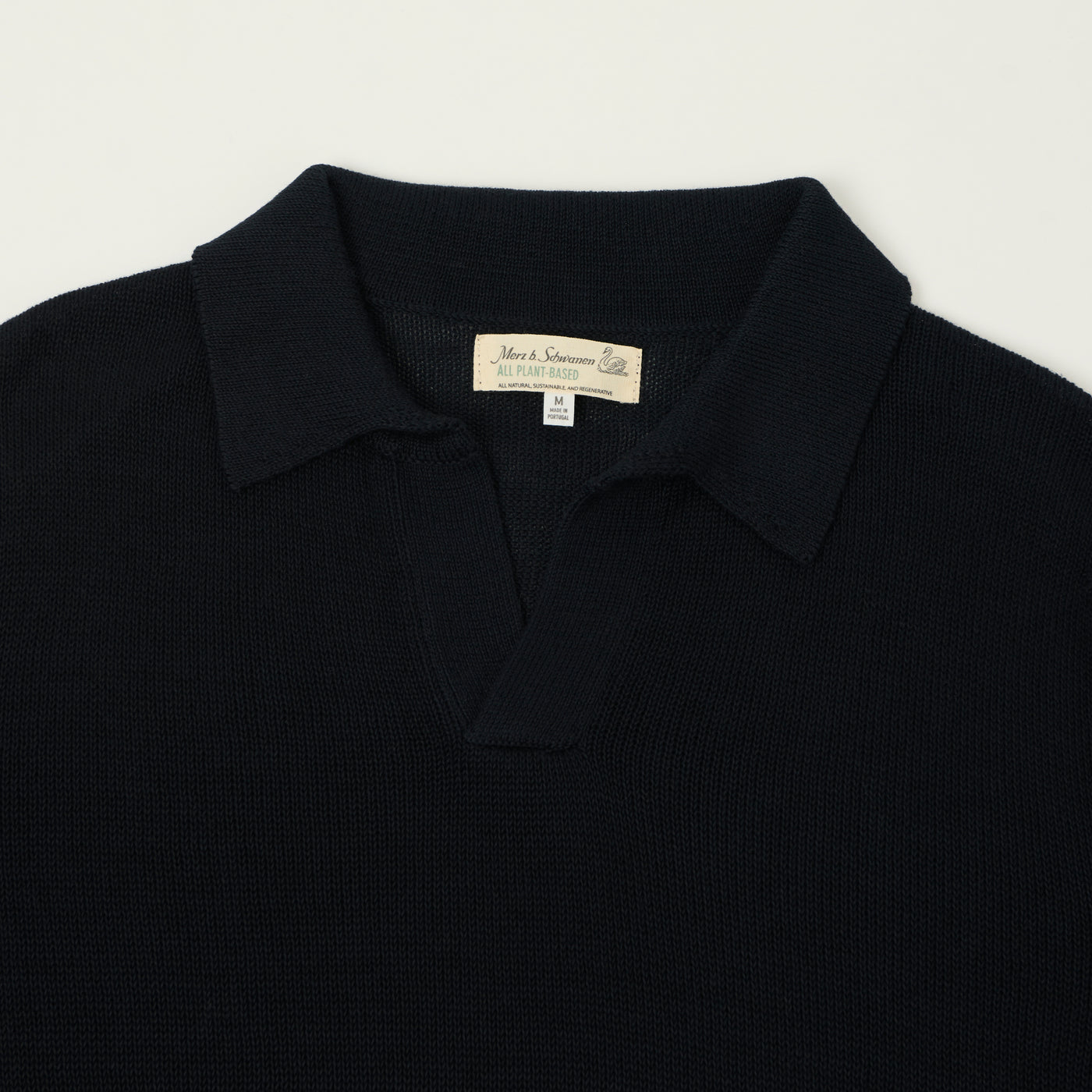 Merz b. Schwanen 'Good Basics' Knitted Polo Shirt - Dark Navy