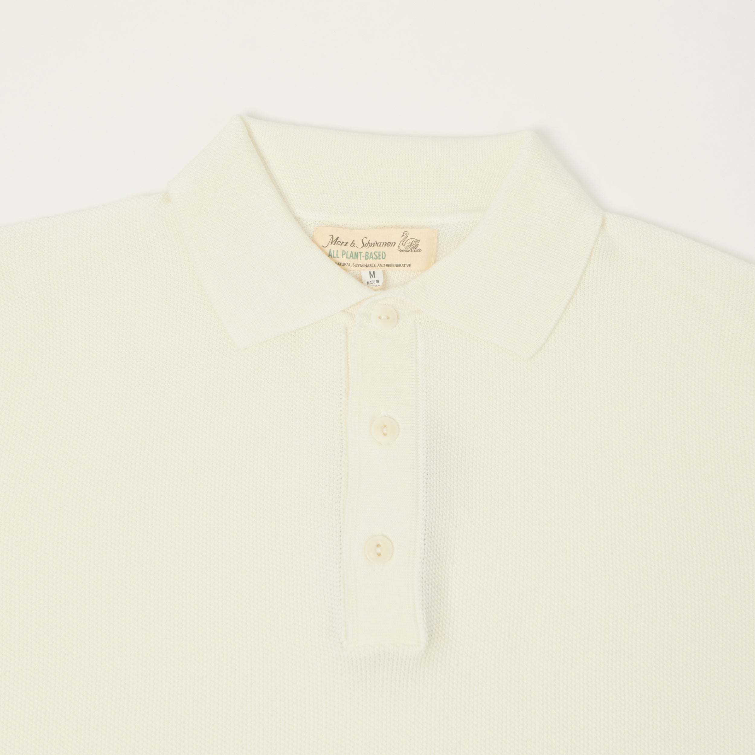 Merz b. Schwanen 'Good Basics' Plant Based Pique Polo Shirt - White