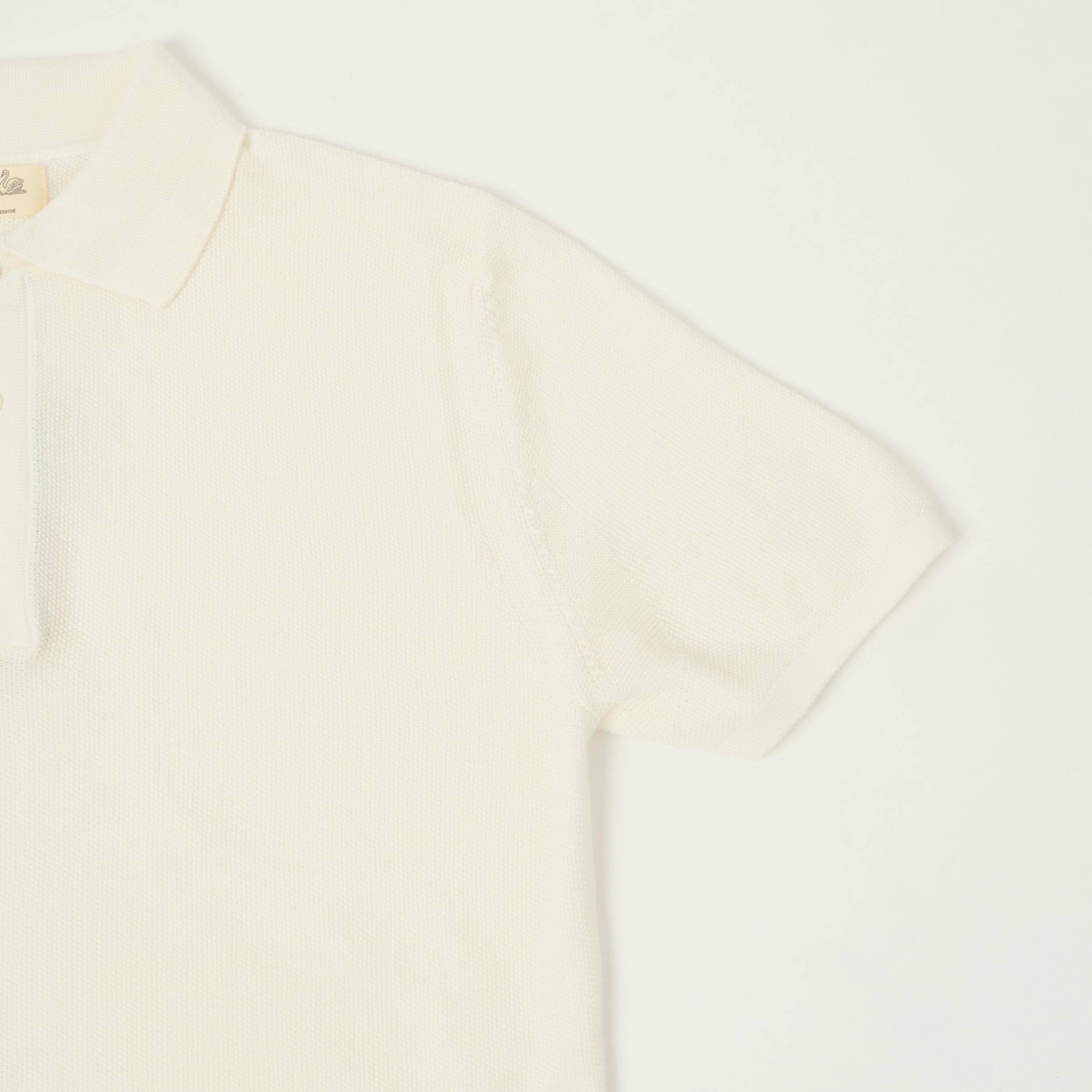 Merz b. Schwanen 'Good Basics' Plant Based Pique Polo Shirt - White