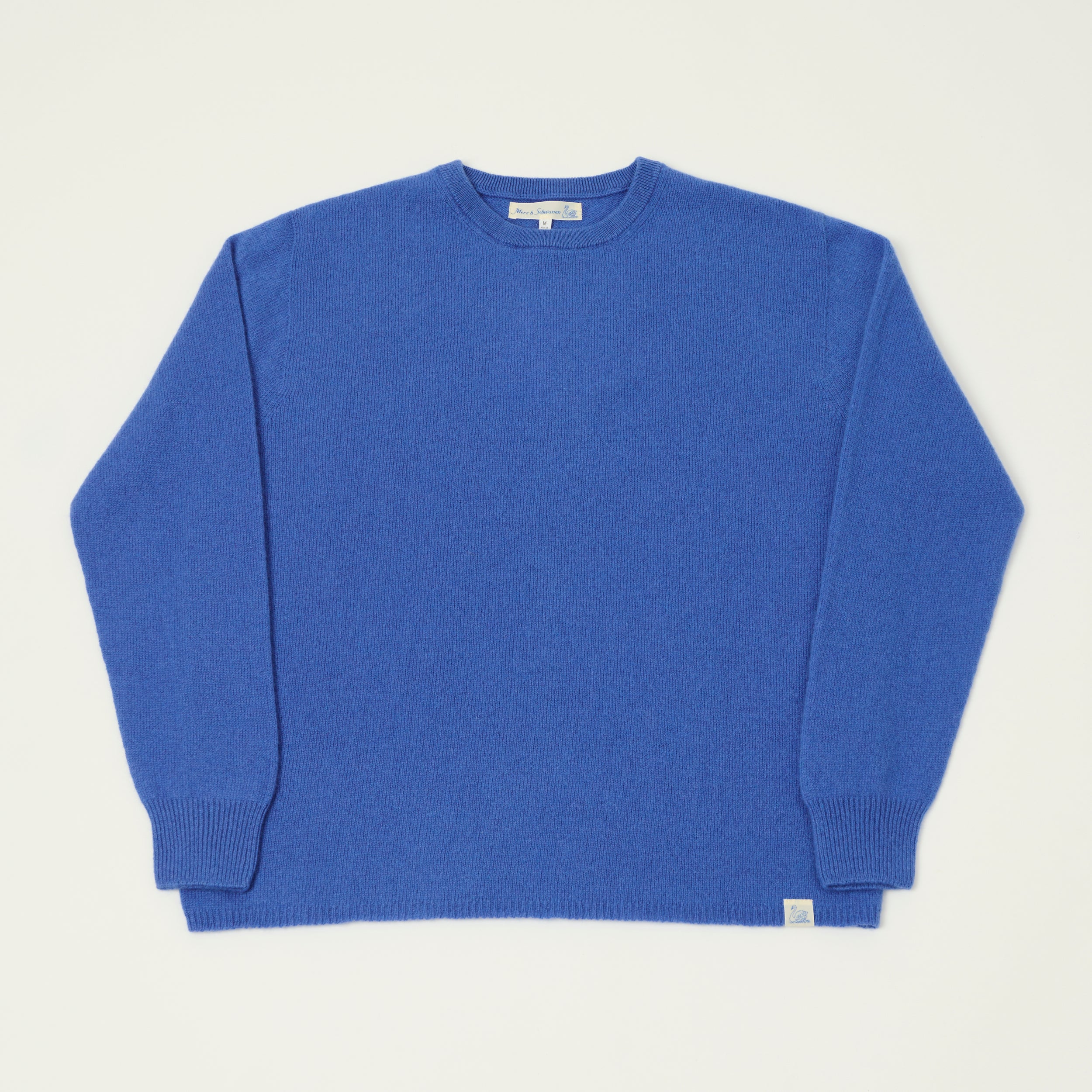 Merz b. Schwanen 'Good Basics' Lightweight Wool-Silk-Cashmere Sweater - Washed Blue