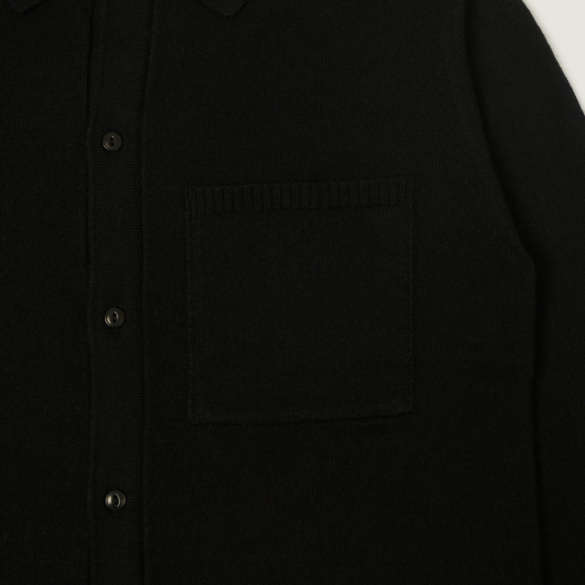 Merz b. Schwanen Merino Wool-Cashmere-Silk Long Sleeve Shirt - Deep Black