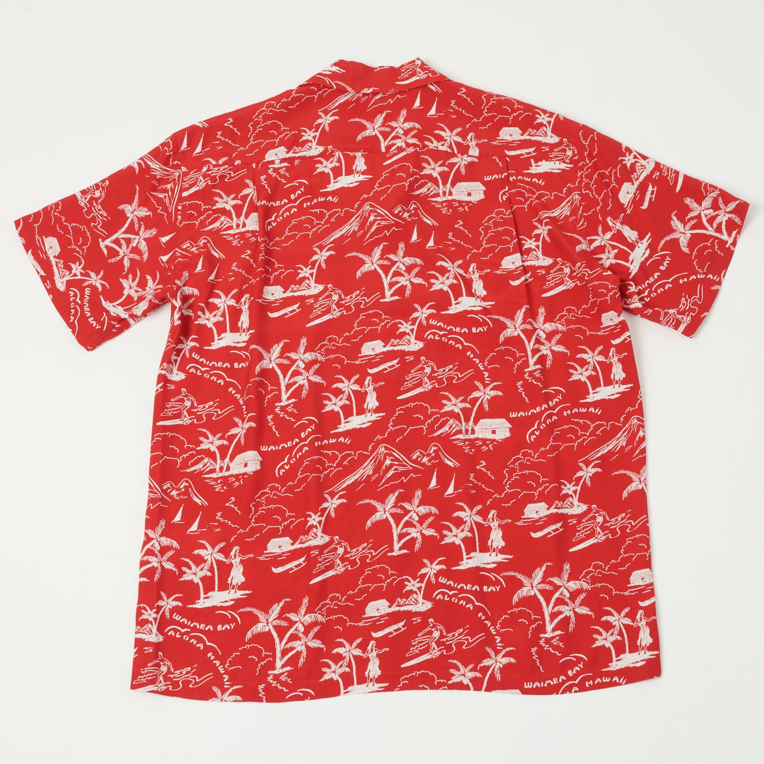 Micky Oye 'Waimea Bay' Aloha Shirt - Red