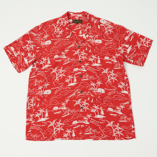 Micky Oye 'Waimea Bay' Aloha Shirt - Red