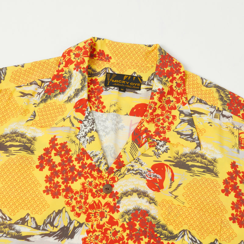 Micky Oye 'The Land of the Fujiyama' Aloha Shirt - Yellow