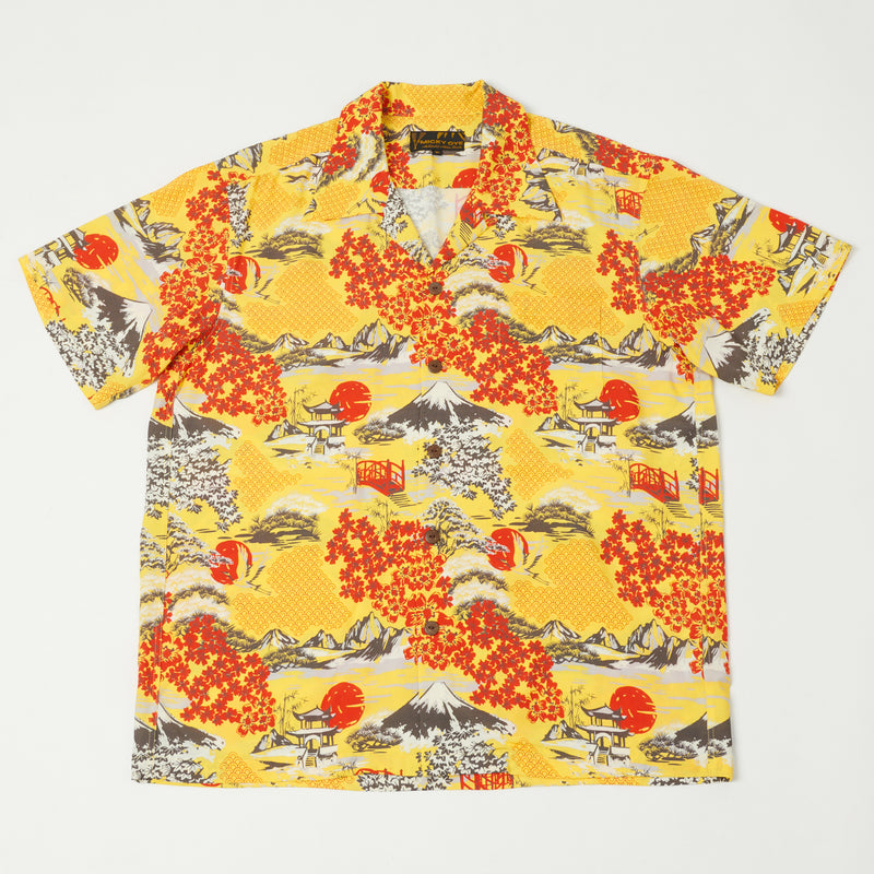 Micky Oye 'The Land of the Fujiyama' Aloha Shirt - Yellow