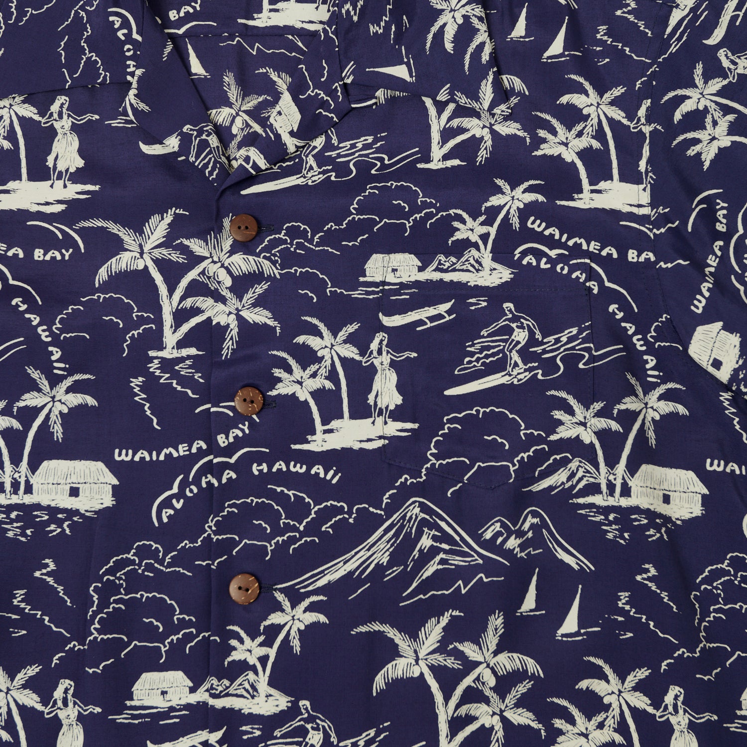 Micky Oye 'Waimea Bay' Aloha Shirt - Blue