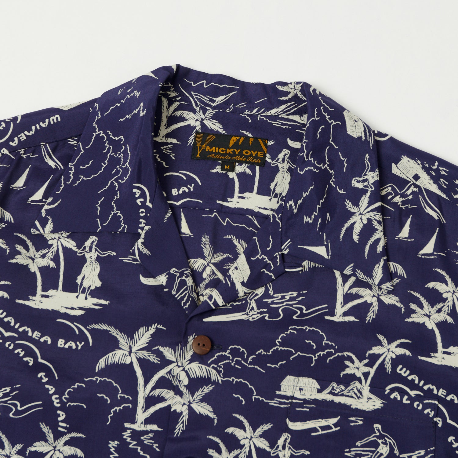 Micky Oye 'Waimea Bay' Aloha Shirt - Blue
