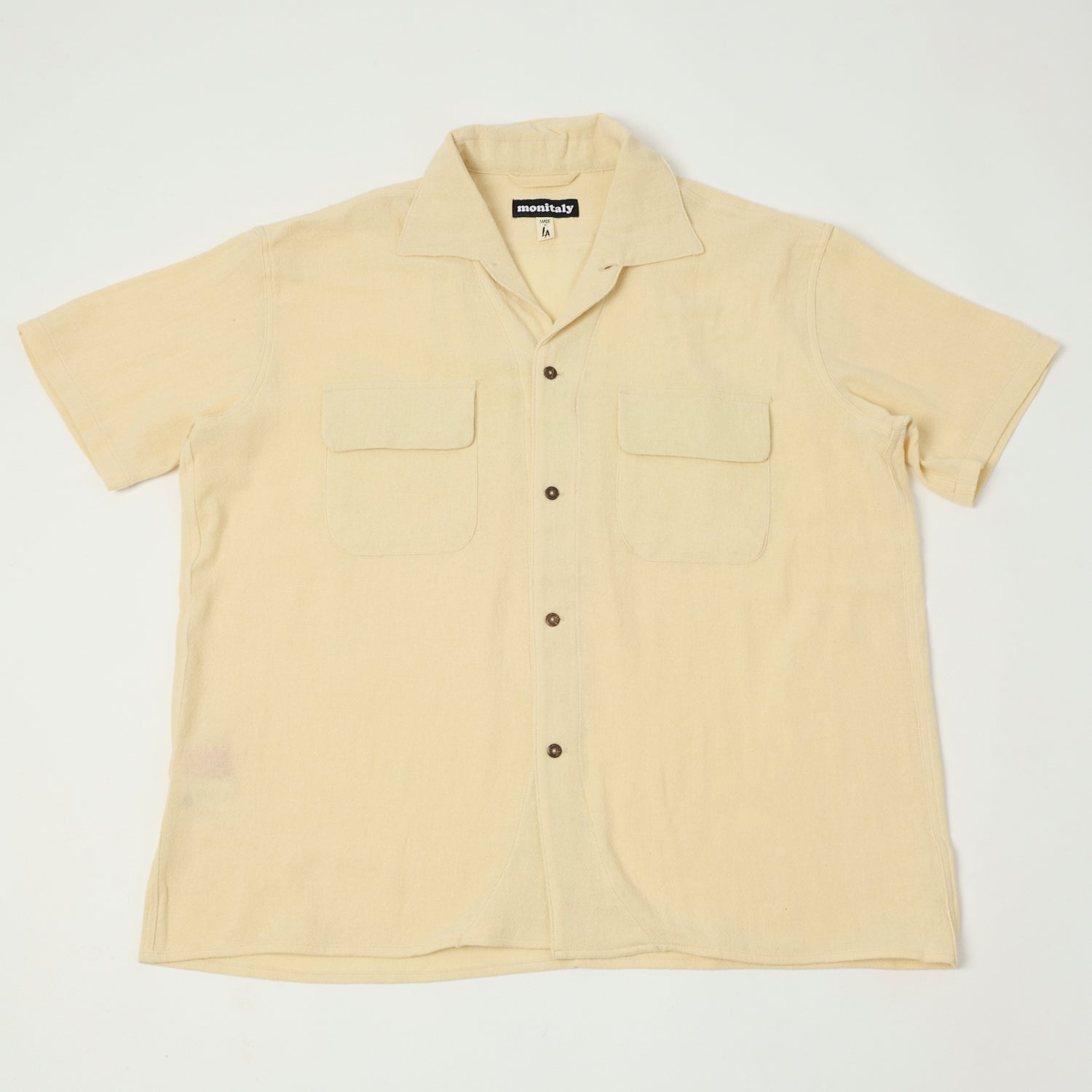 Monitaly 'Milano' 1950s Camp Collar Shirt - Tropical Natural