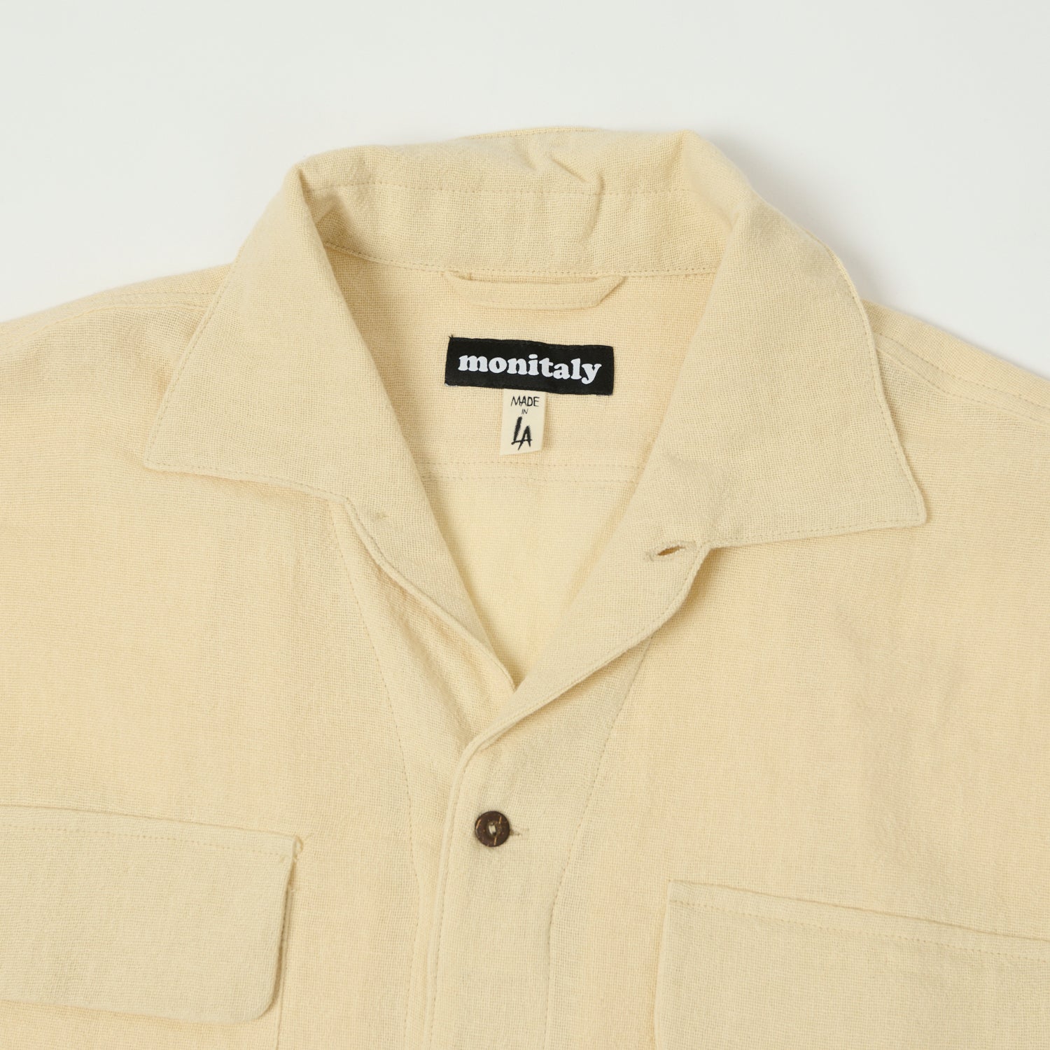 Monitaly 'Milano' 1950s Camp Collar Shirt - Tropical Natural