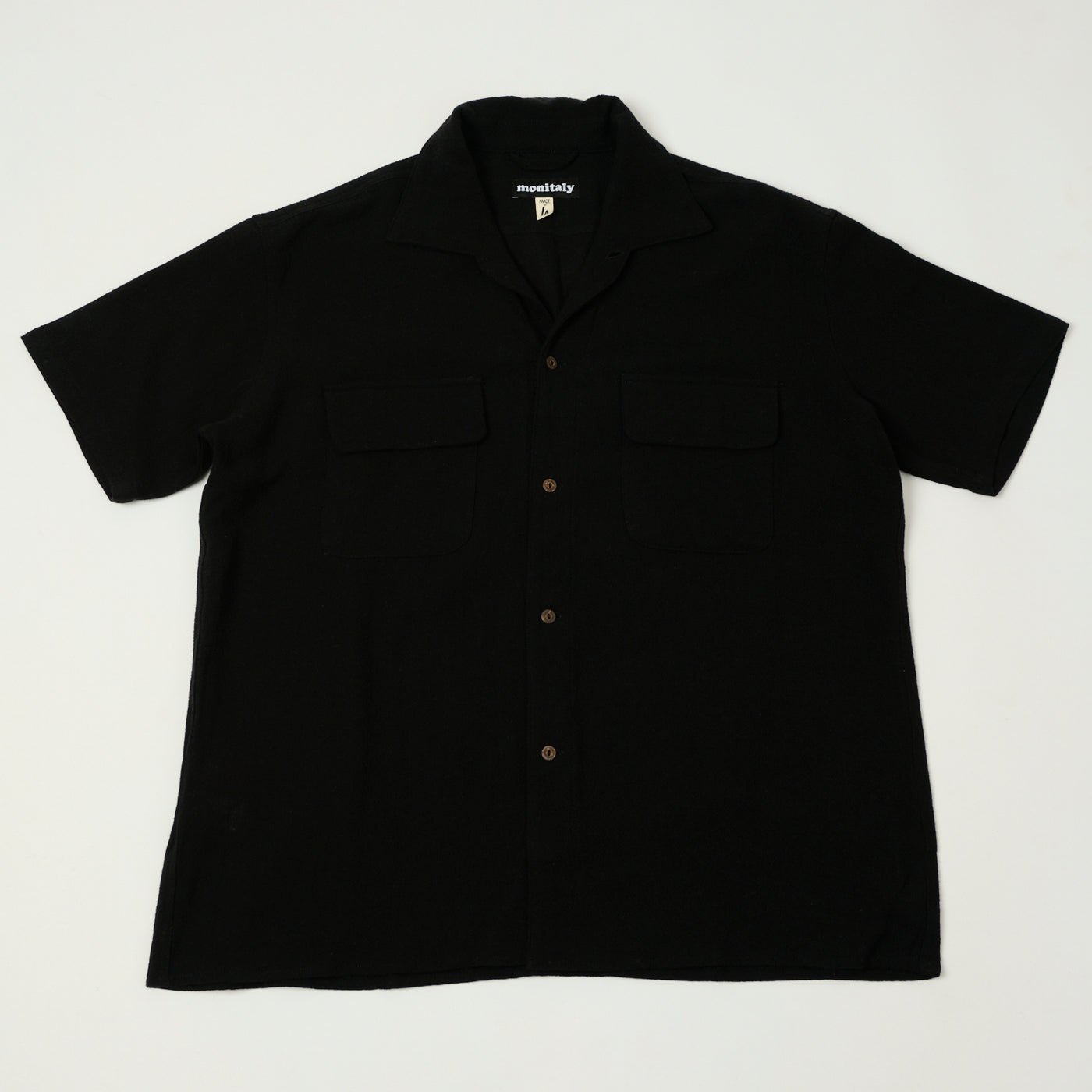 Monitaly 'Milano' 1950s Camp Collar Shirt - Tropical Black