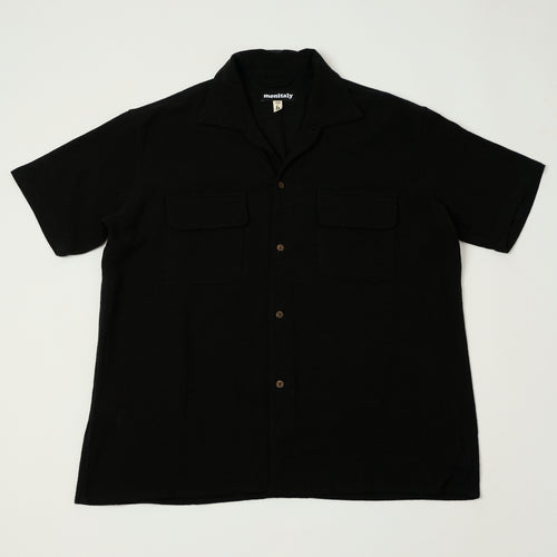 Monitaly 'Milano' 1950s Camp Collar Shirt - Tropical Black