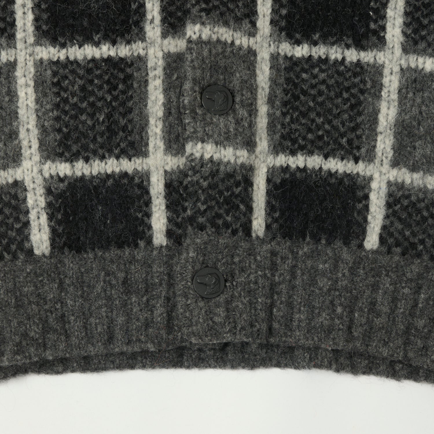 Monitaly 'Alpaguan' Plaid Alpaca Cardigan - Black