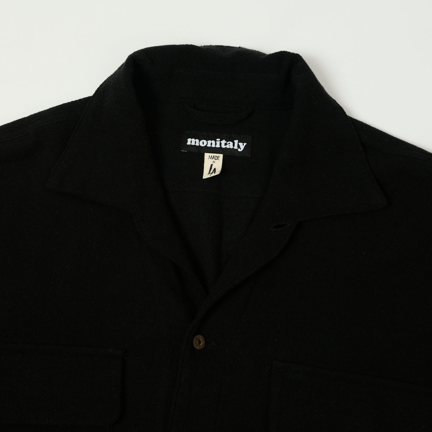 Monitaly 'Milano' 1950s Camp Collar Shirt - Tropical Black