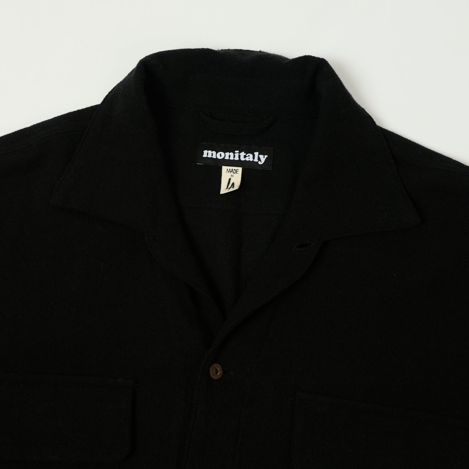 Monitaly 'Milano' 1950s Camp Collar Shirt - Tropical Black
