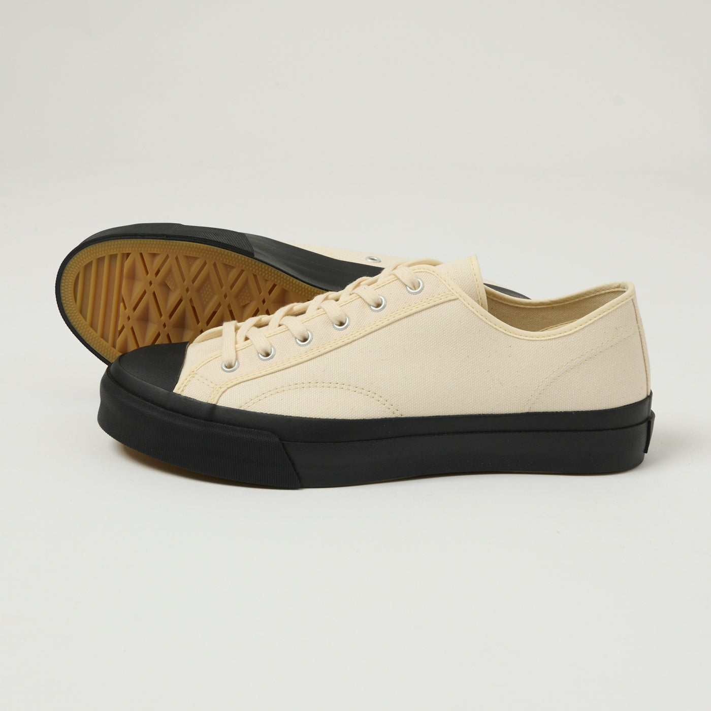 Moonstar 'Low Trainer' Rubber Sole Canvas Sneaker - Natural/Black