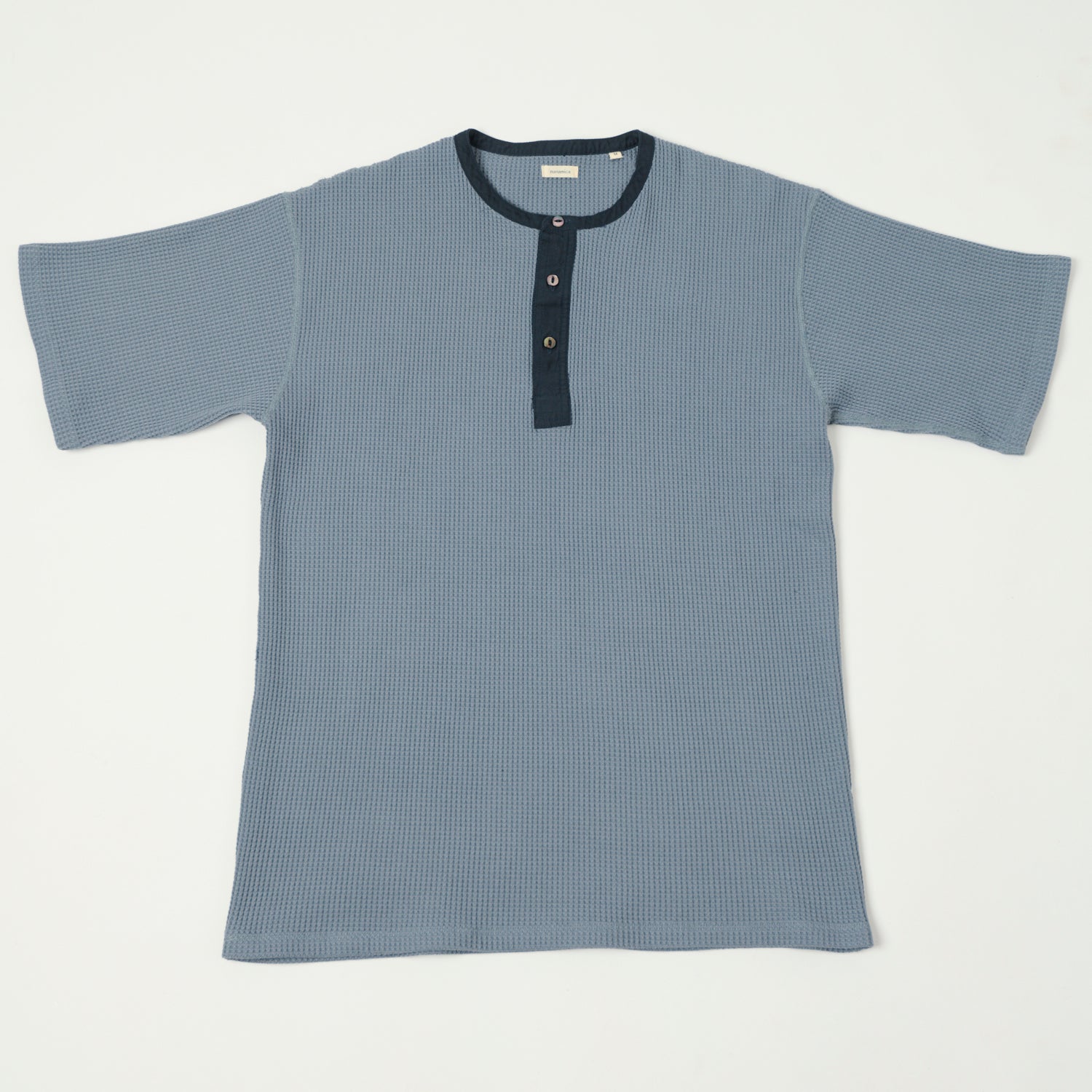 Nanamica Henley Neck Thermal T-Shirt - Blue Gray