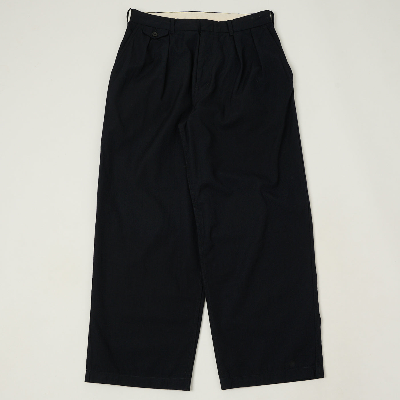 Nanamica Wool Gabardine Double Pleated Trousers - Dark Navy