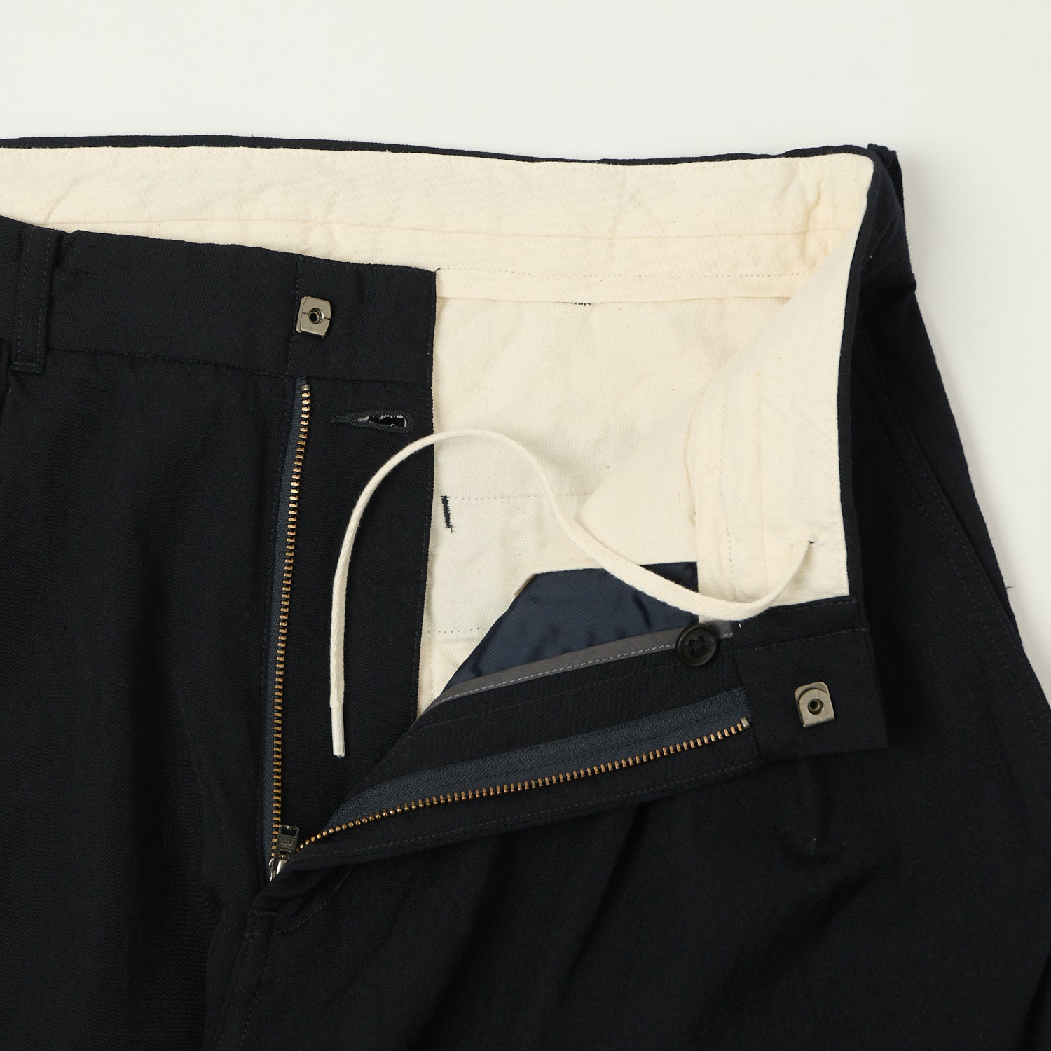 Nanamica Wool Gabardine Double Pleated Trousers - Dark Navy