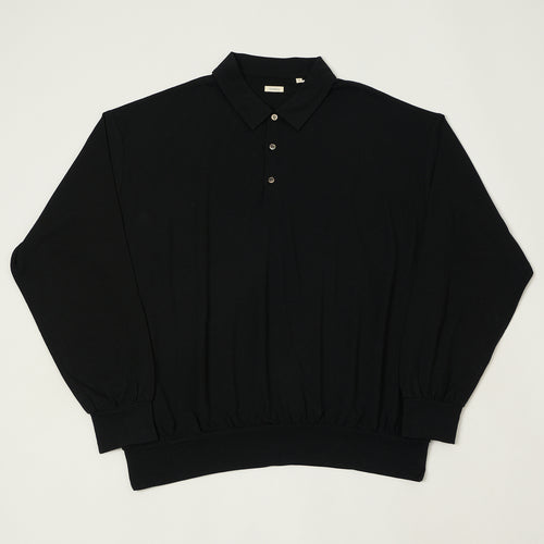 Nanamica Superfine Wool Jersey Polo Shirt - Black