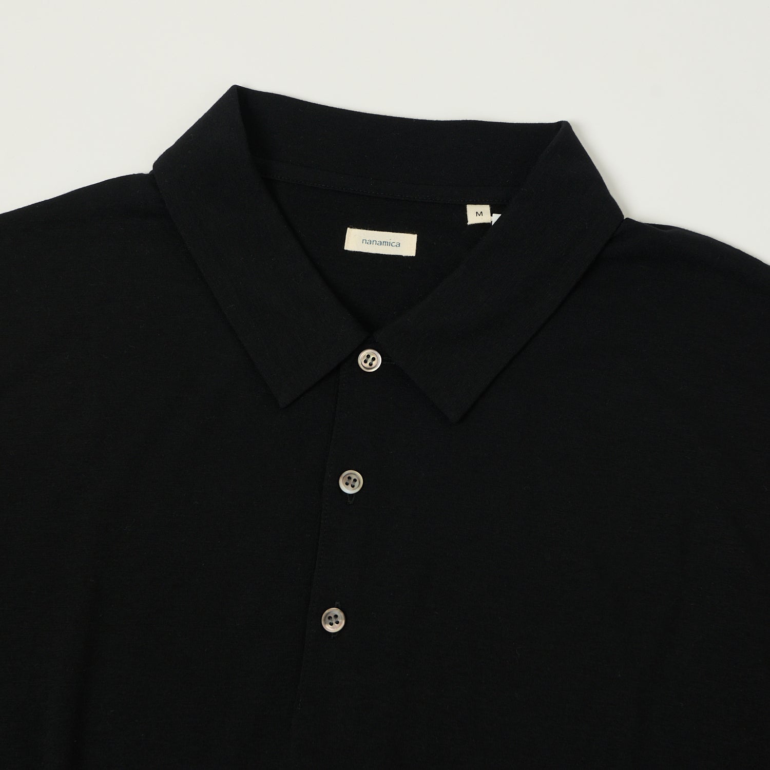 Nanamica Superfine Wool Jersey Polo Shirt - Black
