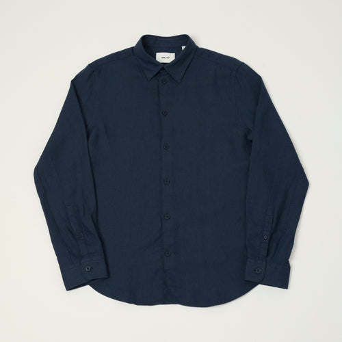 NN07 'Enzo' Classic Linen Shirt - Navy Blue