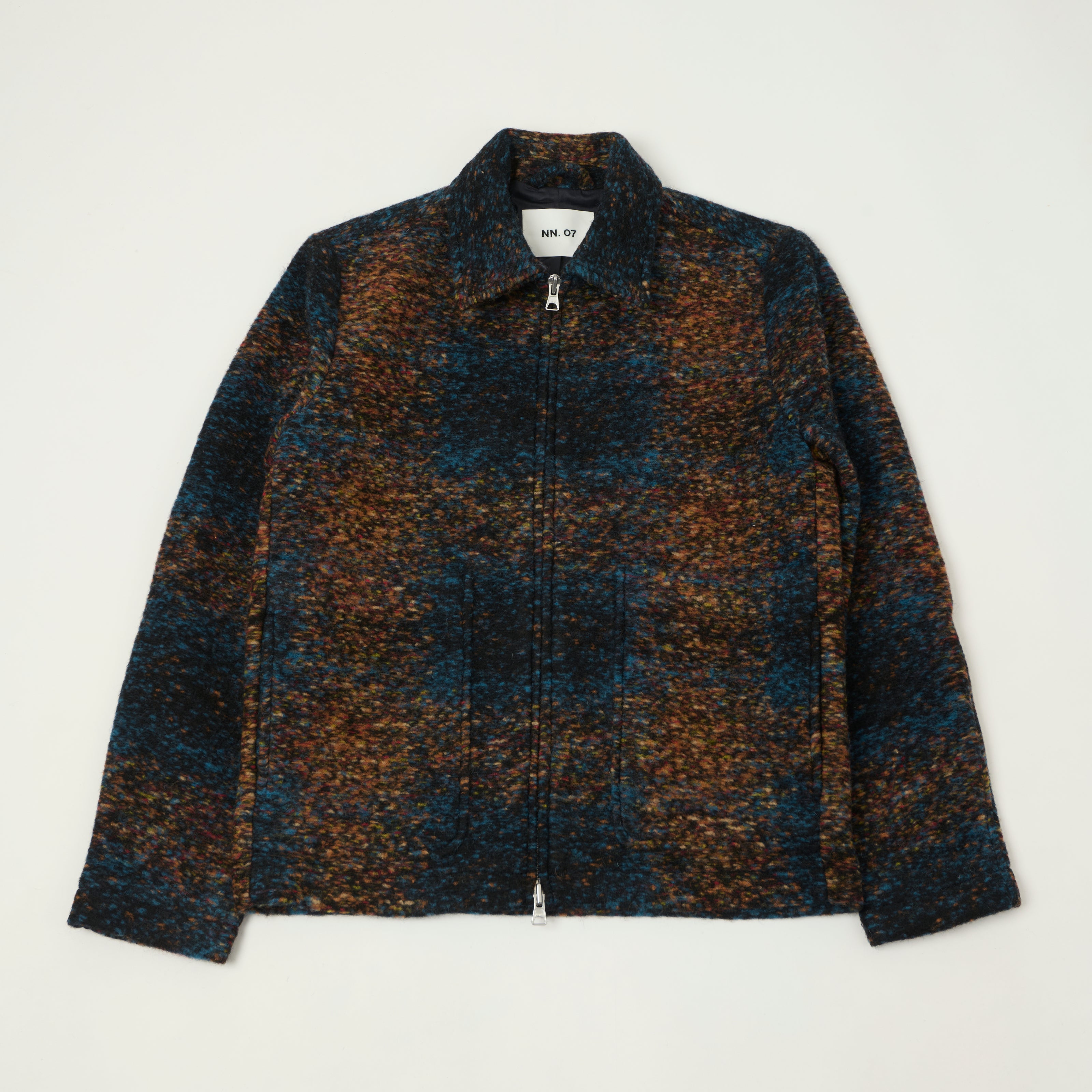 NN07 'Gael' Wool Jacket - Blue Jacquard