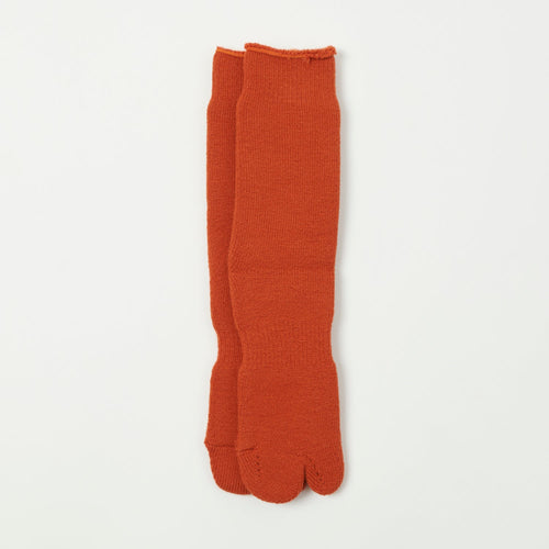 Nodal Brushed Pile Tabi Sock - Orange