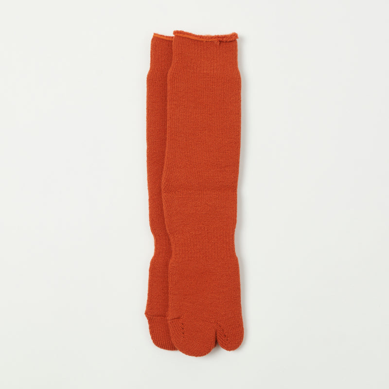 Nodal Brushed Pile Tabi Sock - Orange