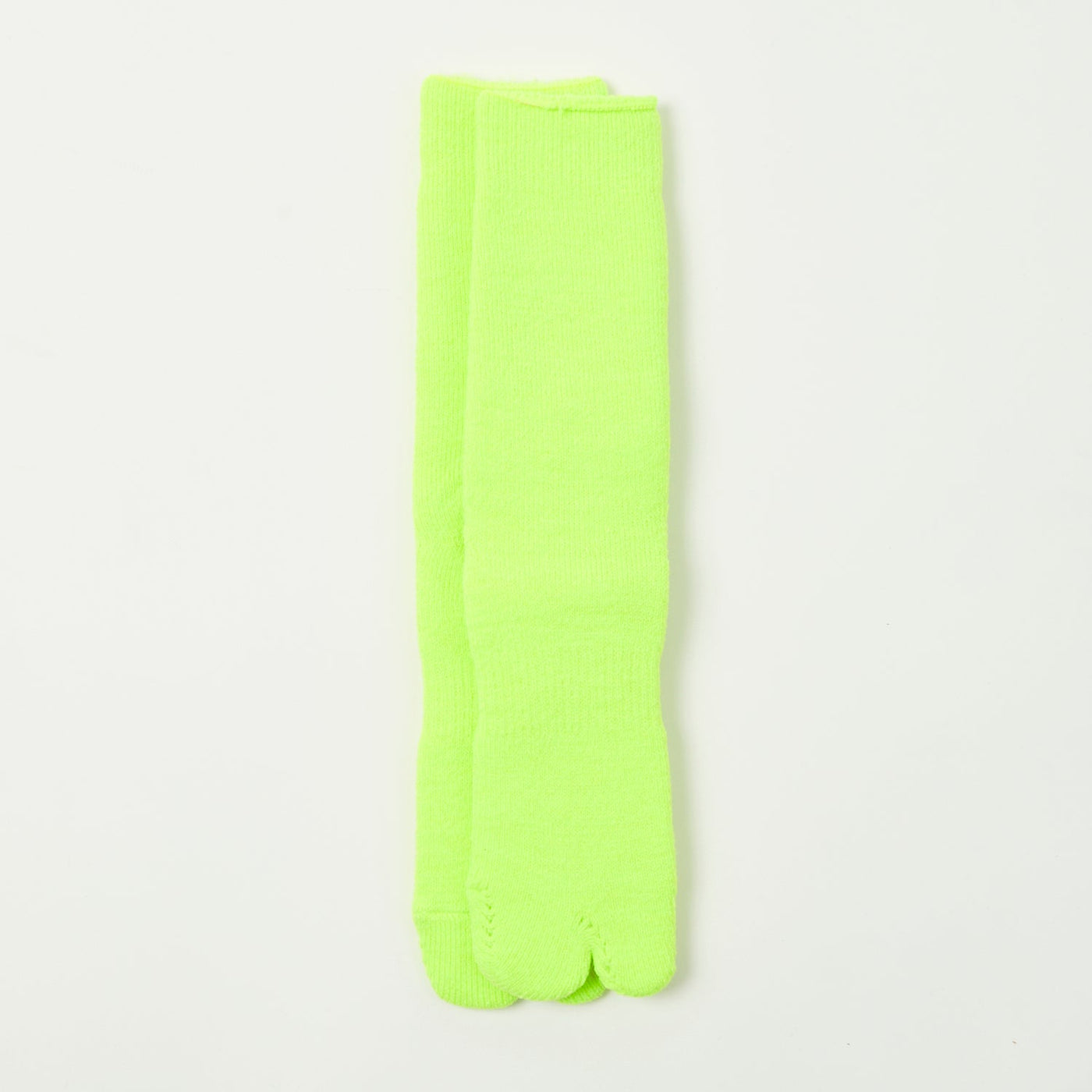 Nodal Brushed Pile Tabi Sock - Neon Yellow