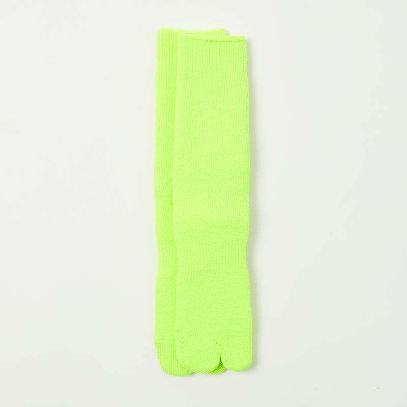 Nodal Brushed Pile Tabi Sock - Neon Yellow