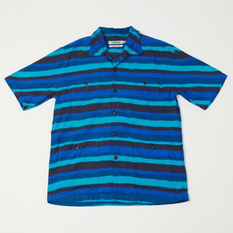OmniGod 56-098X Open Collar Stripe Shirt - Blue/Indigo