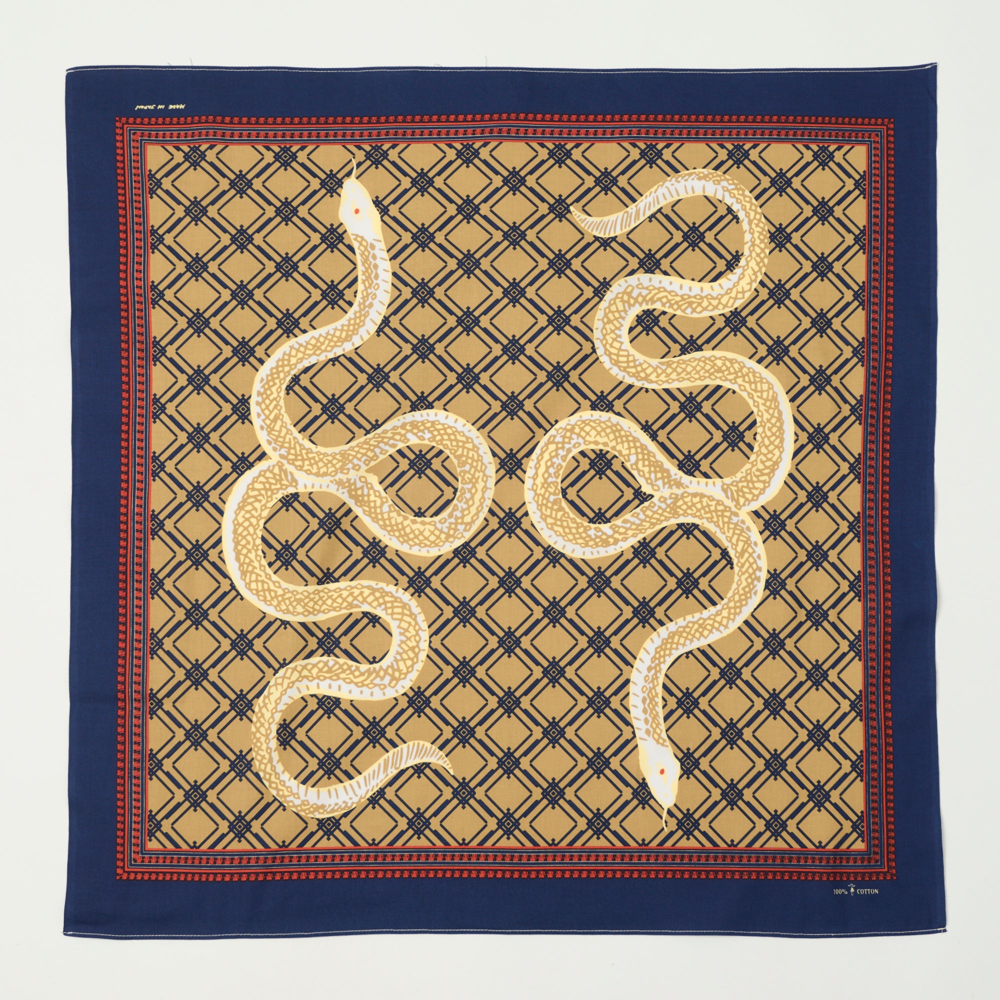 One Ear Brand 'Shirohebi' Bandana - Blue/Red/Gold