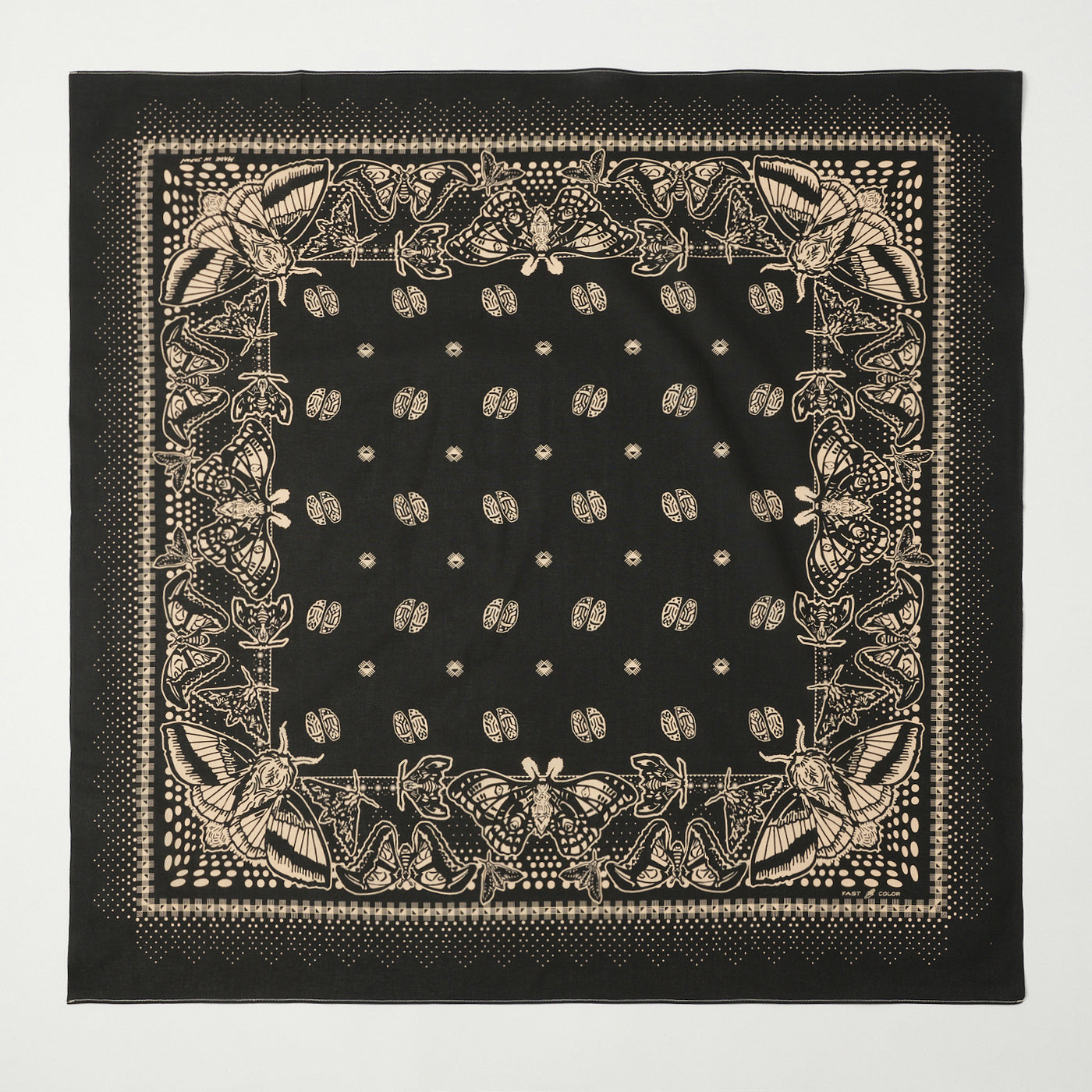 One Ear Brand 'Nighthings' (Moth) Bandana - Olive Black